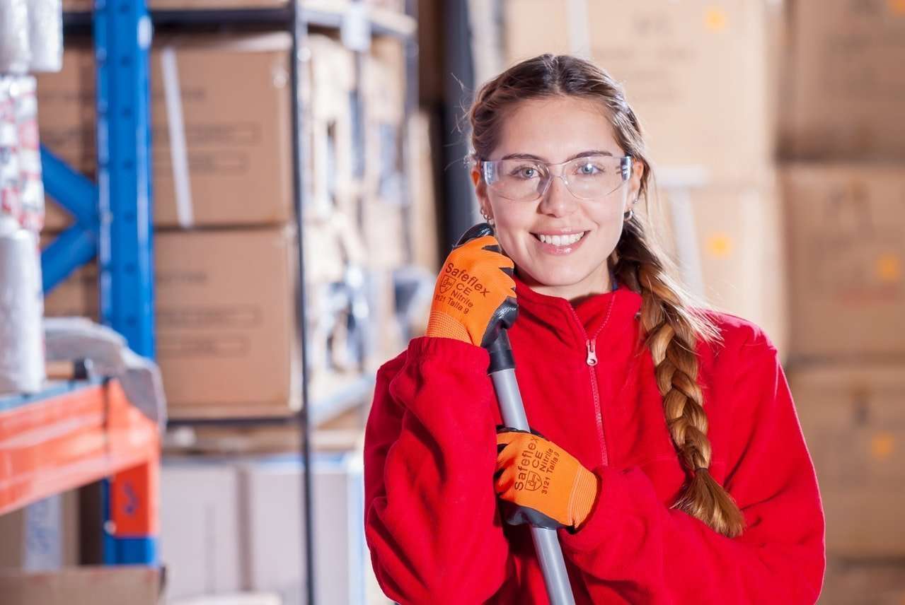 Woman at a warehouse