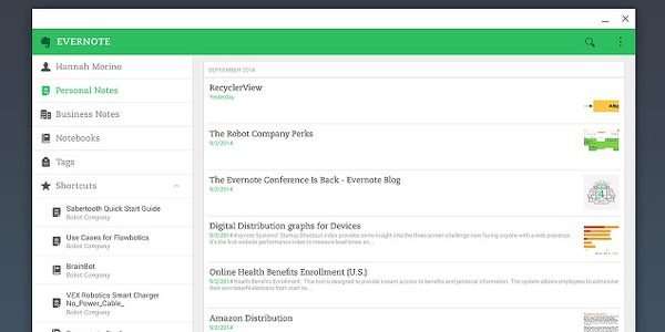 aplicación evernote